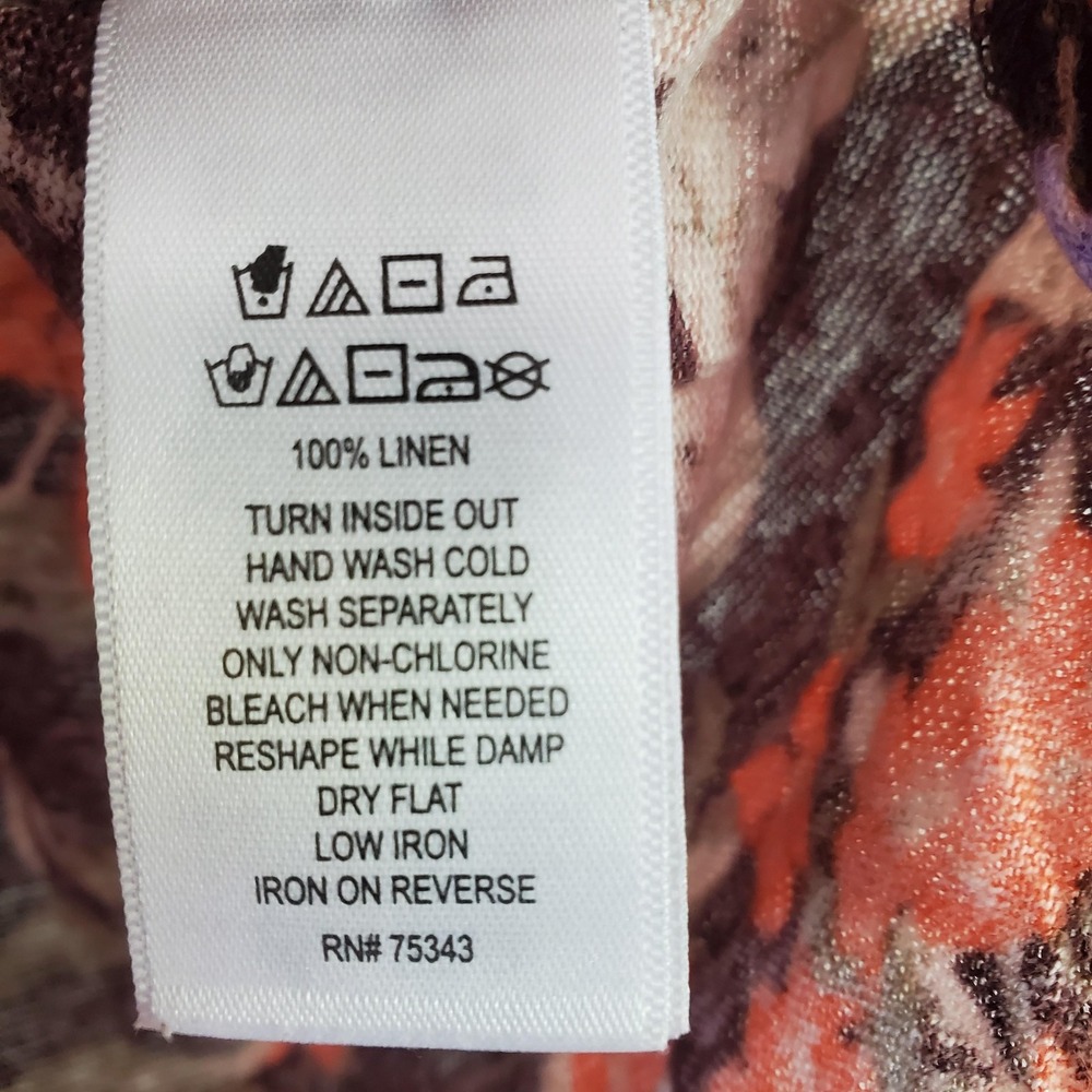 Haute Hippie Shirt Womens Large Brown Red Floral Linen Lightweight Boho Top - Picture 5 of 7
